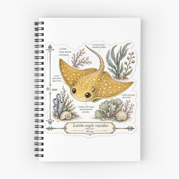 Item preview, Cute Vintage Eagle Ray Sticker - Scientific Ocean Plate designed and sold by PND7777.