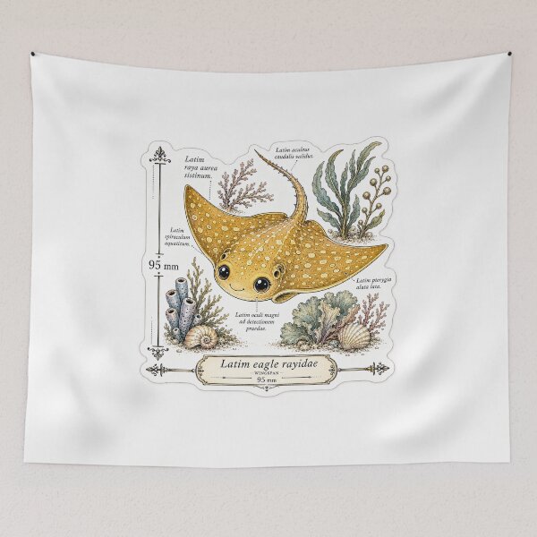 Item preview, Cute Vintage Eagle Ray Sticker - Scientific Ocean Plate designed and sold by PND7777.