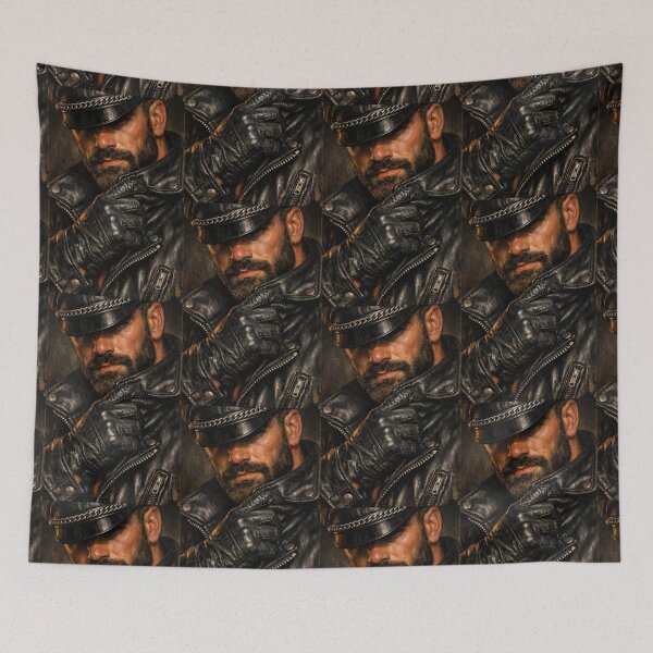 Item preview, Gay Leather Bar Daddy Tough Love Berlin Hyper-Realism Leder Pride Gay Art designed and sold by ItsAKinkThing.
