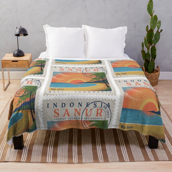 Item preview, Sanur Bali Sunrise Lagoon Palm Coast Stamp Sticker designed and sold by stickercuffs.