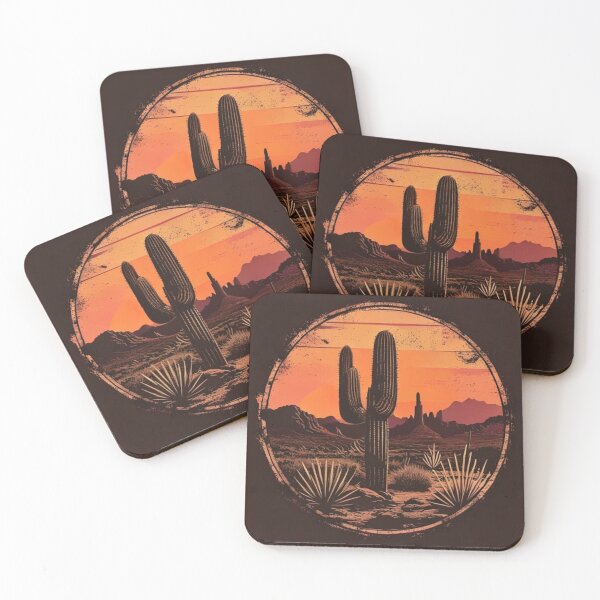 Item preview, Retro Desert Cactus Sunset Vintage Southwest Design designed and sold by JAEStudio.