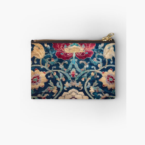 Item preview, Antique Chinese Silk Rug with Peonies Luxury Oriental Textile designed and sold by GrinGalore.