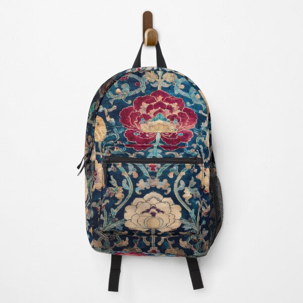 Item preview, Antique Chinese Silk Rug with Peonies Luxury Oriental Textile designed and sold by GrinGalore.