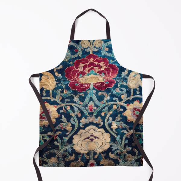 Item preview, Antique Chinese Silk Rug with Peonies Luxury Oriental Textile designed and sold by GrinGalore.
