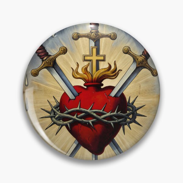 Item preview, Vintage Three of Swords Tarot Card - Sacred Heart Pierced by Swords designed and sold by infinitearte.