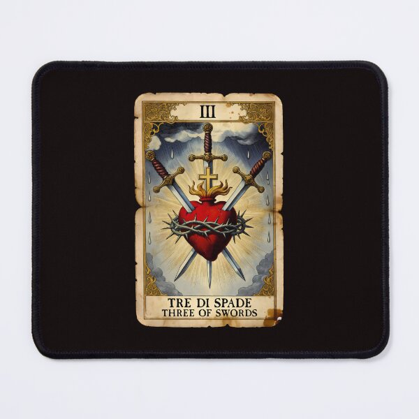 Item preview, Vintage Three of Swords Tarot Card - Sacred Heart Pierced by Swords designed and sold by infinitearte.