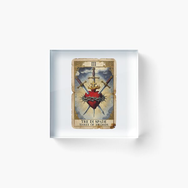 Item preview, Vintage Three of Swords Tarot Card - Sacred Heart Pierced by Swords designed and sold by infinitearte.