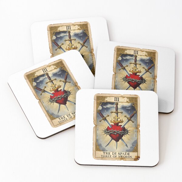 Item preview, Vintage Three of Swords Tarot Card - Sacred Heart Pierced by Swords designed and sold by infinitearte.