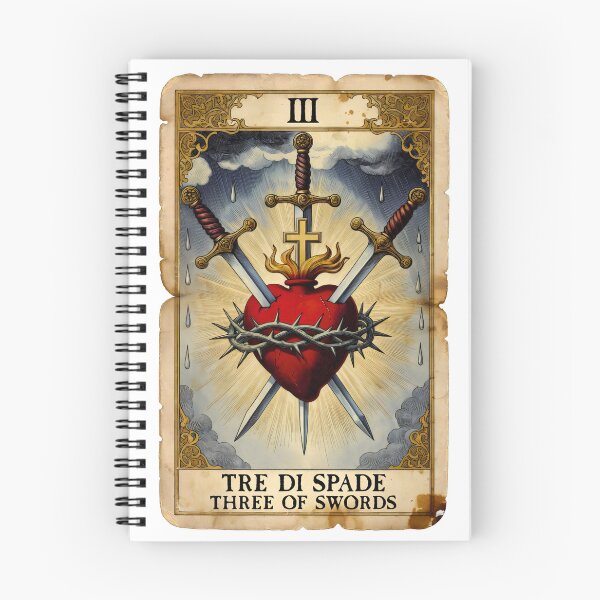 Item preview, Vintage Three of Swords Tarot Card - Sacred Heart Pierced by Swords designed and sold by infinitearte.