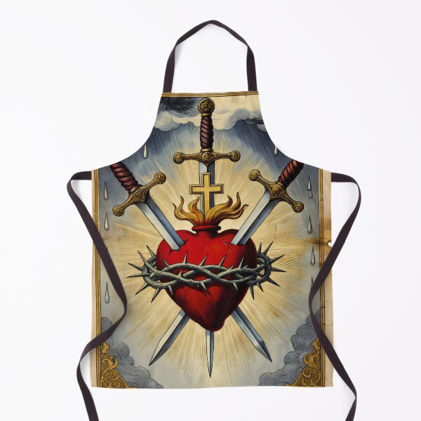 Item preview, Vintage Three of Swords Tarot Card - Sacred Heart Pierced by Swords designed and sold by infinitearte.
