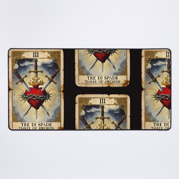 Item preview, Vintage Three of Swords Tarot Card - Sacred Heart Pierced by Swords designed and sold by infinitearte.