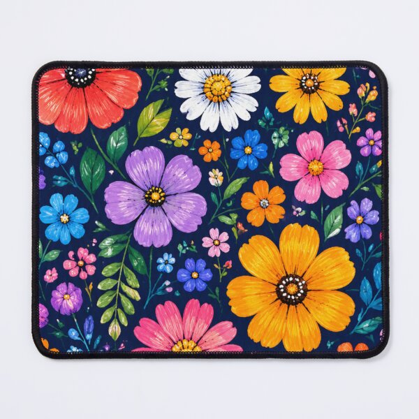 Item preview, Colorful Wildflower Pattern – Navy Blue Floral Print – Vibrant Botanical Design – Summer Flower Pattern – Cottagecore Floral Gift designed and sold by @SHINTOSARTSTORE.