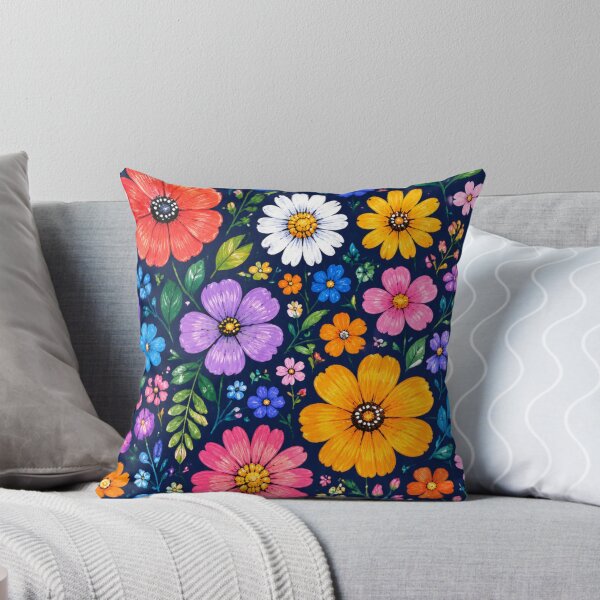 Item preview, Colorful Wildflower Pattern – Navy Blue Floral Print – Vibrant Botanical Design – Summer Flower Pattern – Cottagecore Floral Gift designed and sold by @SHINTOSARTSTORE.