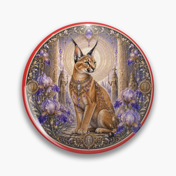 Item preview, Sacred Caracal of Ancient Egypt | Art Nouveau Fantasy with Purple Iris designed and sold by sunbowjp stadio.