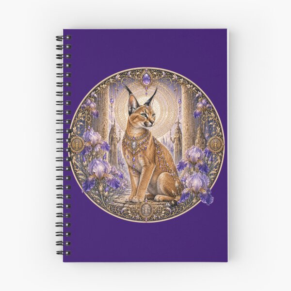 Item preview, Sacred Caracal of Ancient Egypt | Art Nouveau Fantasy with Purple Iris designed and sold by sunbowjp stadio.