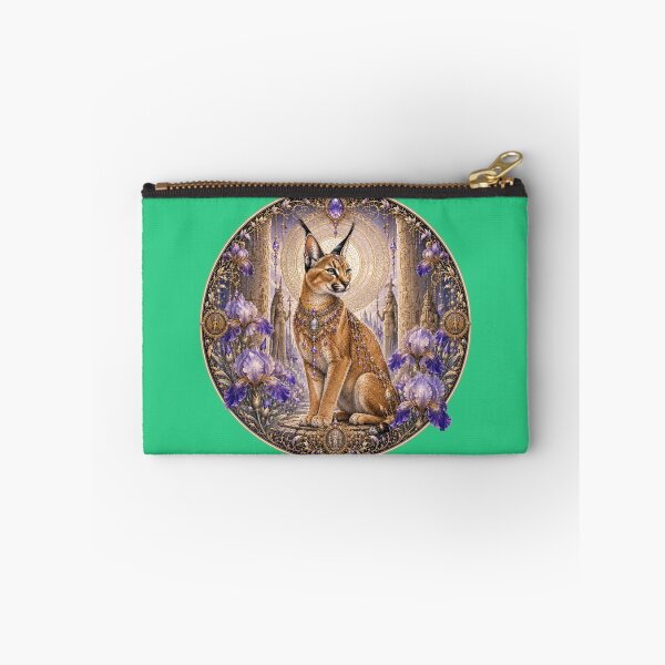 Item preview, Sacred Caracal of Ancient Egypt | Art Nouveau Fantasy with Purple Iris designed and sold by sunbowjp stadio.