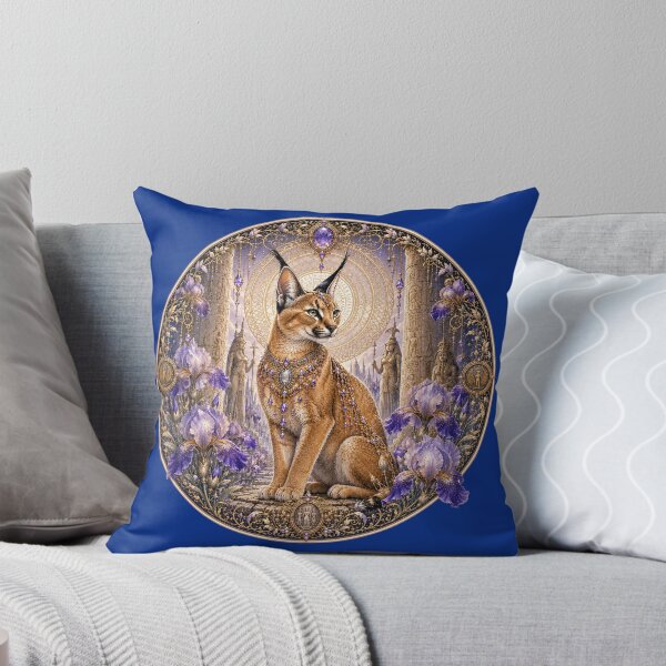 Item preview, Sacred Caracal of Ancient Egypt | Art Nouveau Fantasy with Purple Iris designed and sold by sunbowjp stadio.