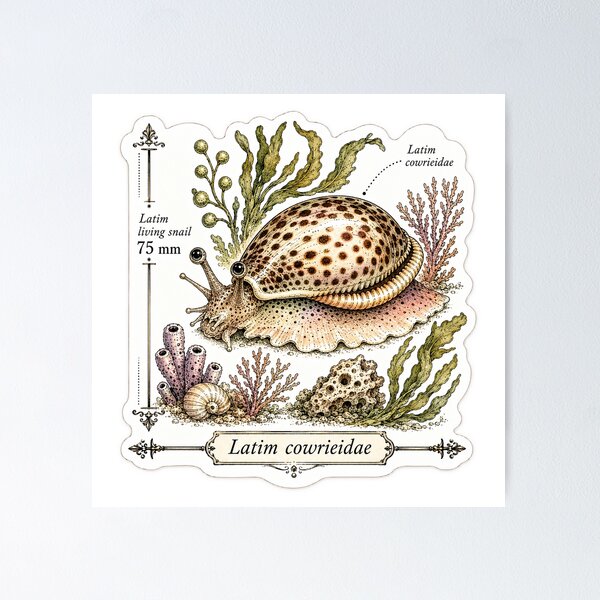 Item preview, Cute Vintage Cowrie Shell Sticker - Scientific Beach Plate designed and sold by PND7777.