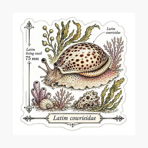 Item preview, Cute Vintage Cowrie Shell Sticker - Scientific Beach Plate designed and sold by PND7777.