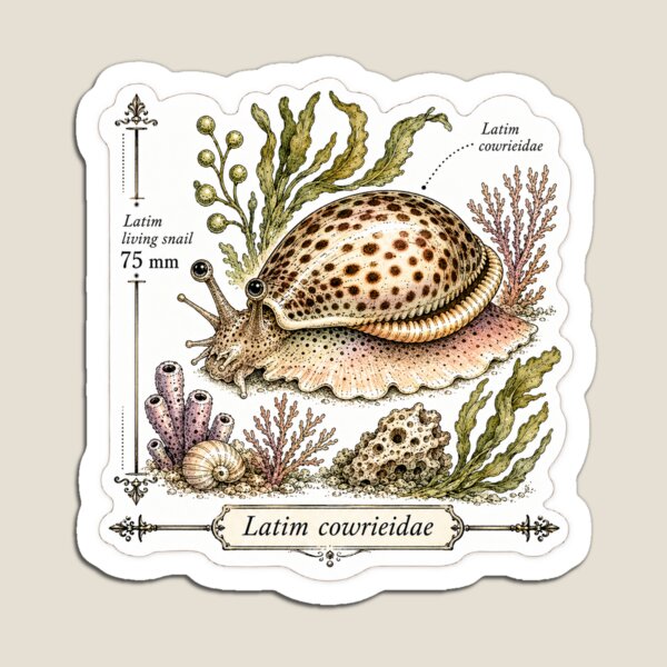 Item preview, Cute Vintage Cowrie Shell Sticker - Scientific Beach Plate designed and sold by PND7777.