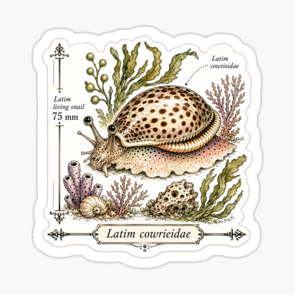Item preview, Cute Vintage Cowrie Shell Sticker - Scientific Beach Plate designed and sold by PND7777.