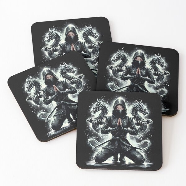 Item preview, Spiritual Female Ninja – Powerful Meditation Dragon Summoning Japanese Dark Fantasy Illustration designed and sold by Lag-Threads.