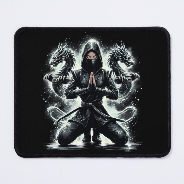 Item preview, Spiritual Female Ninja – Powerful Meditation Dragon Summoning Japanese Dark Fantasy Illustration designed and sold by Lag-Threads.