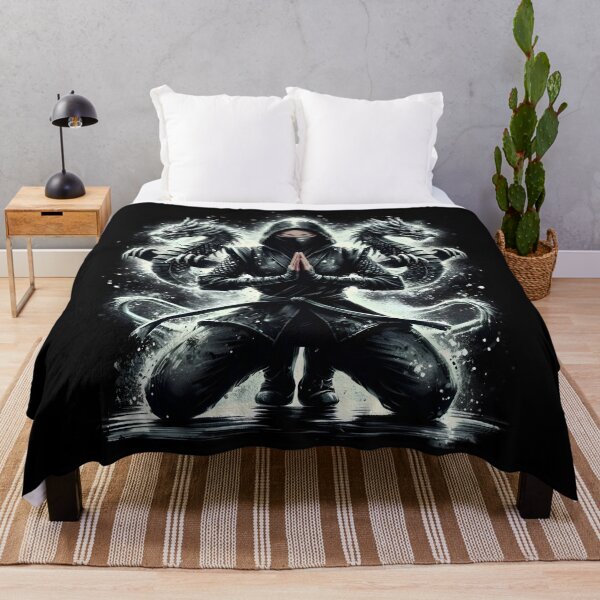 Item preview, Spiritual Female Ninja – Powerful Meditation Dragon Summoning Japanese Dark Fantasy Illustration designed and sold by Lag-Threads.