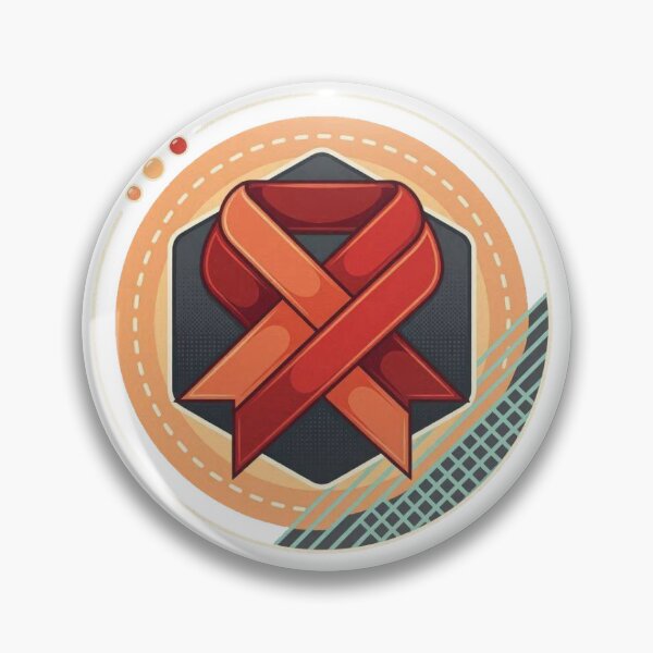 Item preview, Crossed Ribbon Pin Badge – Bold Red Knot Geometric Button Design designed and sold by beweve6.