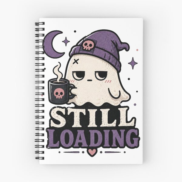 Item preview, Sleepy Coffee Ghost Still Loading Illustration designed and sold by HESE ODDWORKS.
