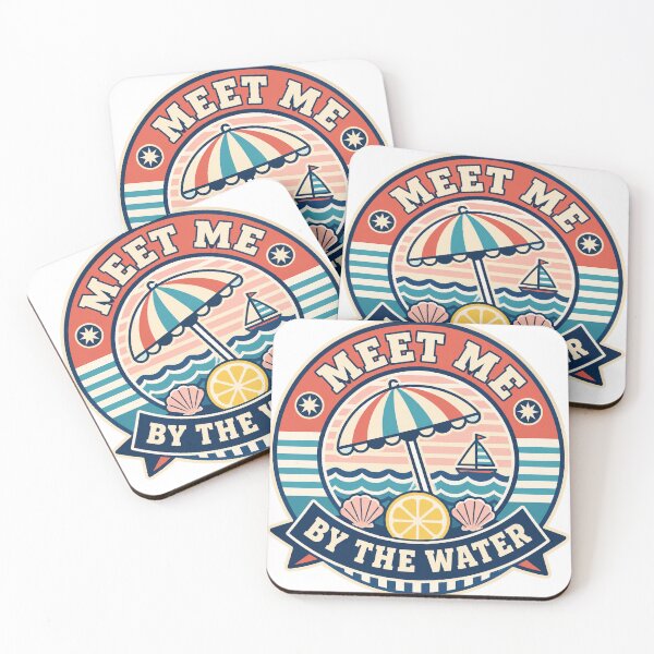 Item preview, Meet Me By The Water Retro Beach Badge designed and sold by Lobory.