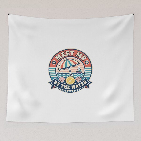 Item preview, Meet Me By The Water Retro Beach Badge designed and sold by Lobory.