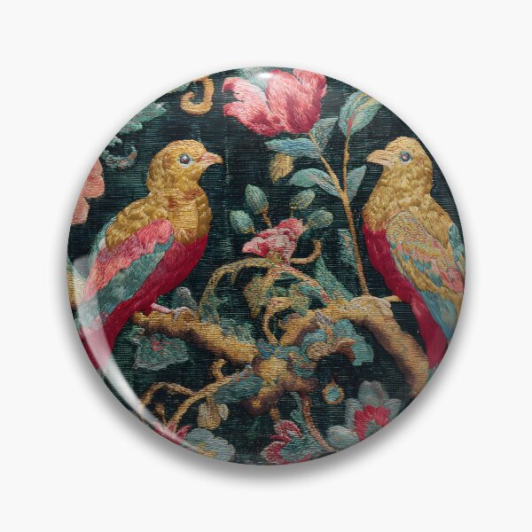 Item preview, Vintage Chinese Silk Birds Peonies Antique Oriental Textile Pattern designed and sold by GrinGalore.