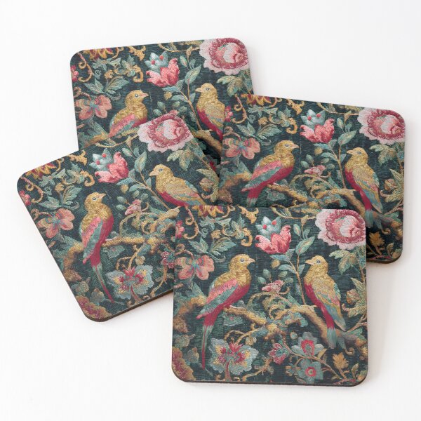Item preview, Vintage Chinese Silk Birds Peonies Antique Oriental Textile Pattern designed and sold by GrinGalore.