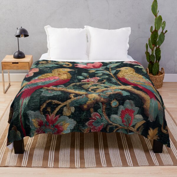 Item preview, Vintage Chinese Silk Birds Peonies Antique Oriental Textile Pattern designed and sold by GrinGalore.