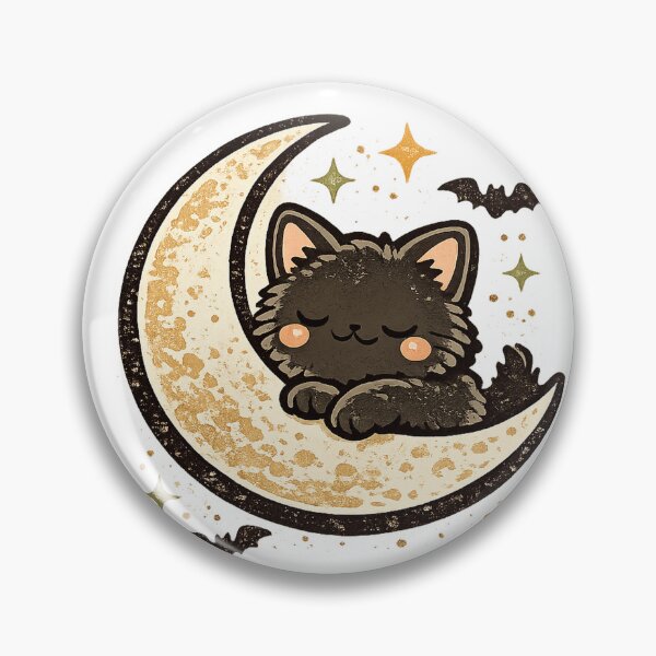 Item preview, Cute Sleeping Black Cat on Crescent Moon | Kawaii Halloween Kitty Design designed and sold by Ghostly Cats.
