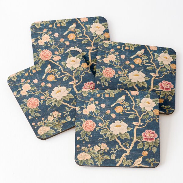 Item preview, Antique Chinese Luxury Silk Floral Peony Blue Birds Carpet designed and sold by GrinGalore.