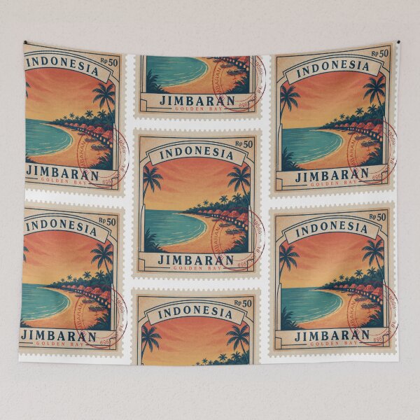 Item preview, Jimbaran Bali Golden Bay Sunset Stamp Sticker designed and sold by stickercuffs.