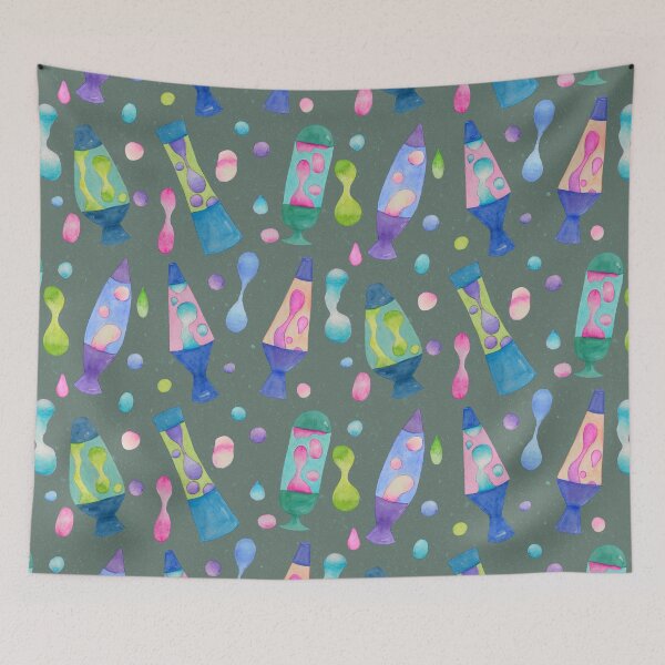 Item preview, Groovy Watercolor Lava Lamps Pattern Olive Green designed and sold by Sukilopi.