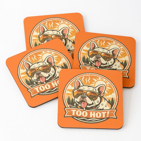 Item preview, Too Hot! French Bulldog – Retro Summer Badge designed and sold by Timeless Junction.