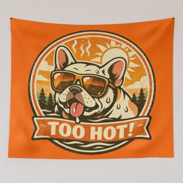 Item preview, Too Hot! French Bulldog – Retro Summer Badge designed and sold by Timeless Junction.