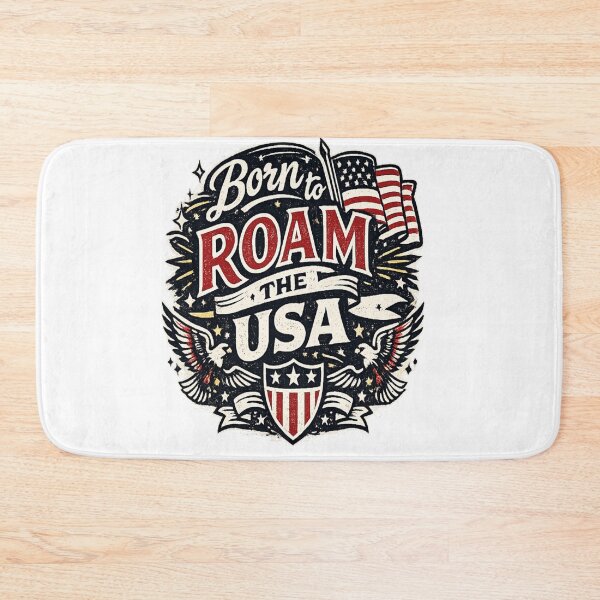 Item preview, Born to Roam the USA – Vintage Patriotic American Travel Typography T-Shirt designed and sold by D.Shop.