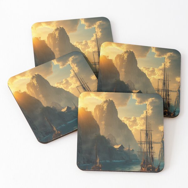 Item preview, Seaside Pirate Cove Village at Sunset designed and sold by StudioForge.