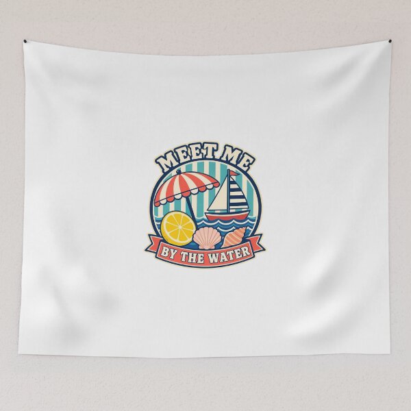 Item preview, Meet Me By The Water Retro Beach Badge designed and sold by Lobory.