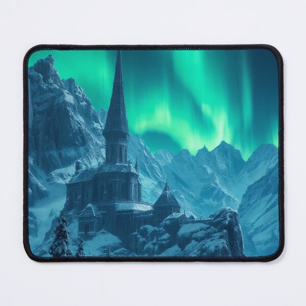 Item preview, Snow-Covered Mountain Fortress Under Aurora designed and sold by StudioForge.