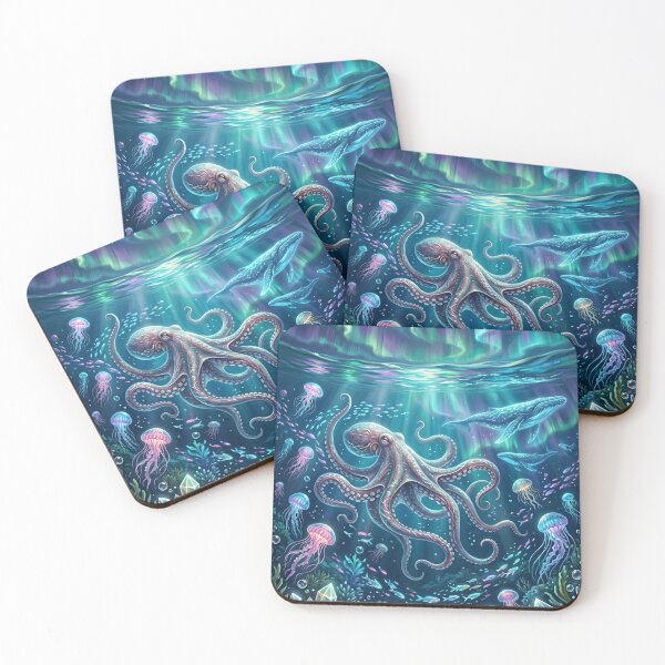 Item preview, Aurora Borealis Octopus Wall Art – Northern Lights Ocean Fantasy designed and sold by ZyxDes.