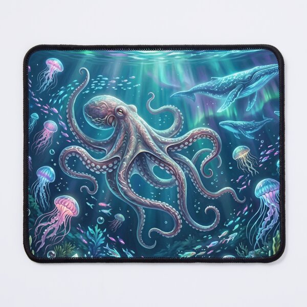 Item preview, Aurora Borealis Octopus Wall Art – Northern Lights Ocean Fantasy designed and sold by ZyxDes.