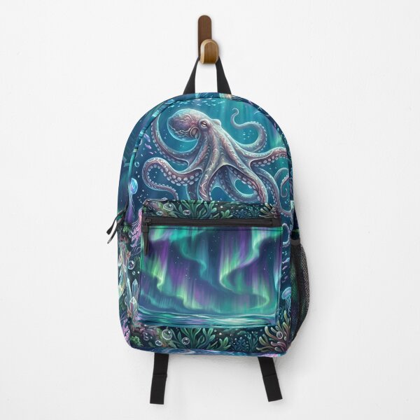 Item preview, Aurora Borealis Octopus Wall Art – Northern Lights Ocean Fantasy designed and sold by ZyxDes.