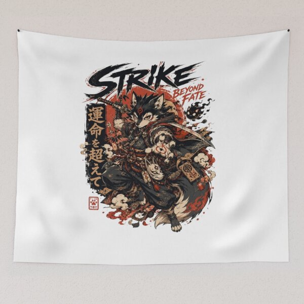 Item preview, Strike Beyond Fate – Mystic Wolf Samurai Yokai Warrior Vintage T-Shirt designed and sold by D.Shop.