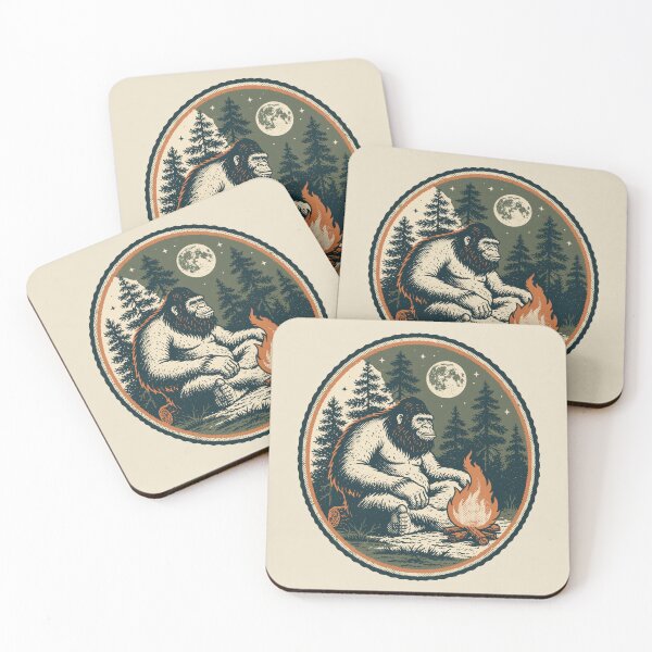 Item preview, Cryptid Campfire - Retro Bigfoot Sasquatch Camp Badge designed and sold by FrostyFrisby.